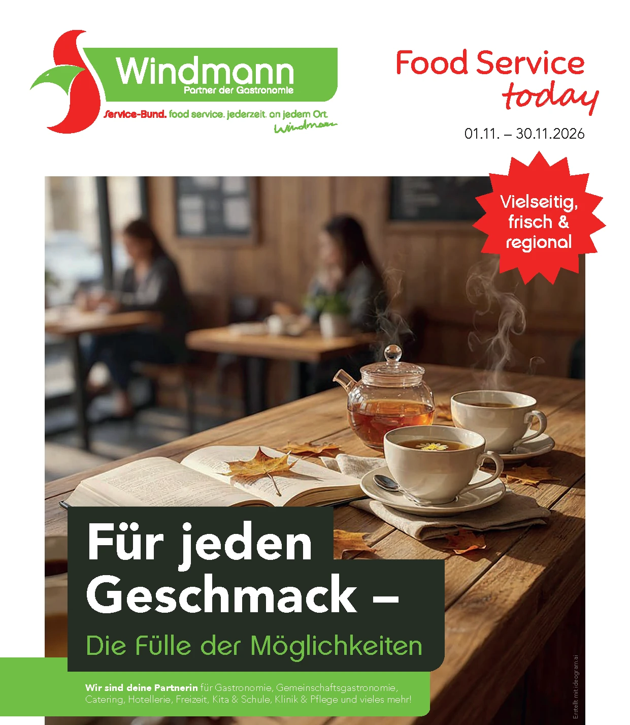Food Service today Zeitschriftencover mit zwei Teetassen und einer Teekanne auf einem Tisch