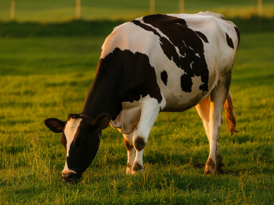 Färse Kuh weidet auf einer Wiese.