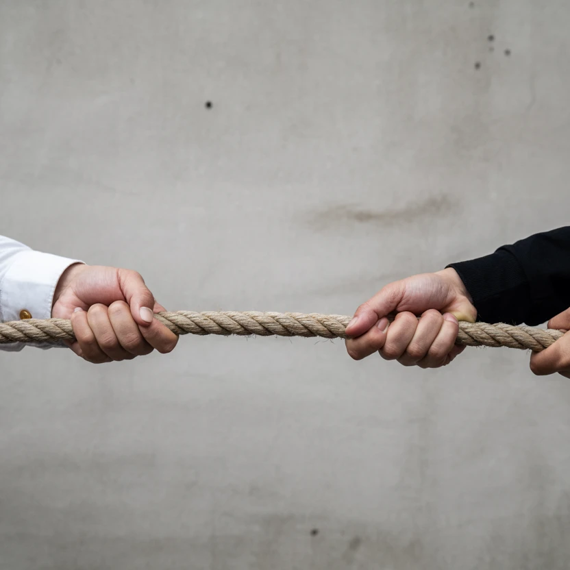 Kritik- und Konfliktgespräche führen Hände ziehen ein Seil