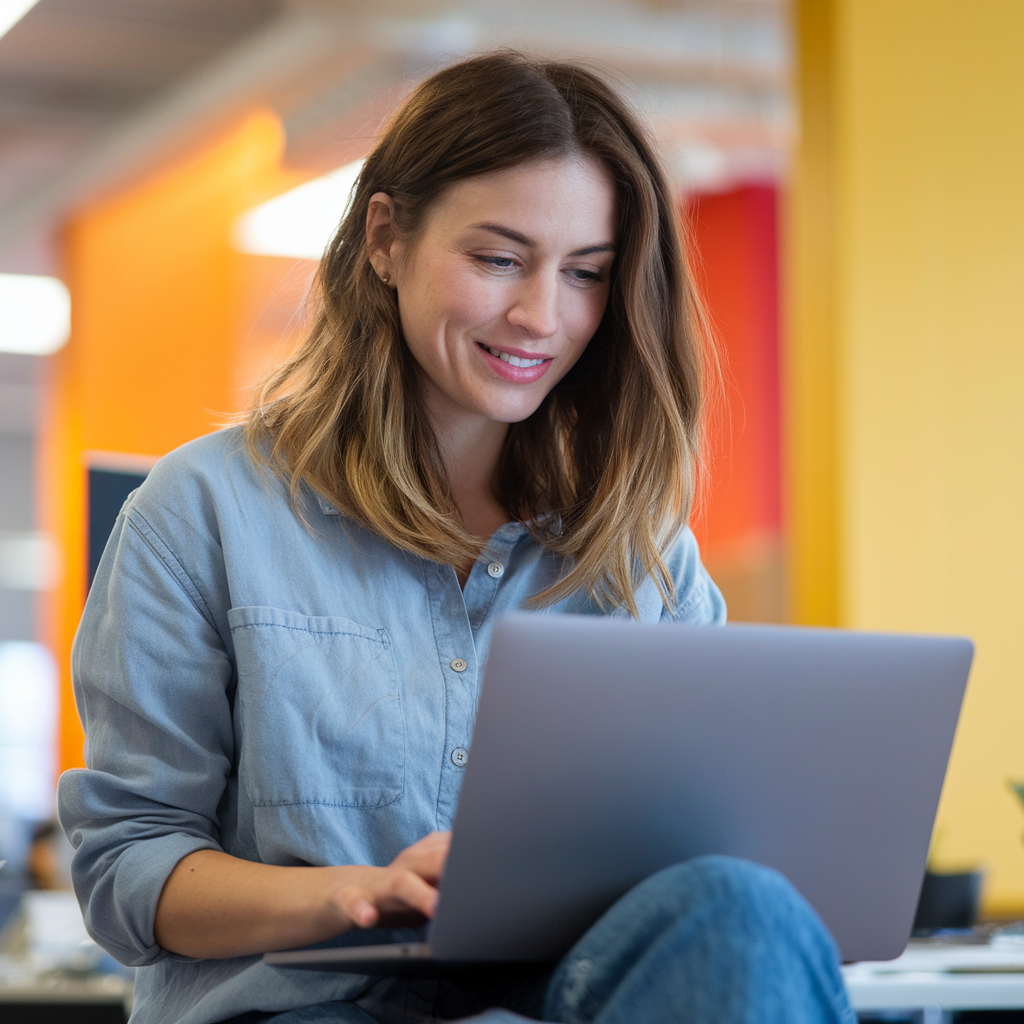 Frau am Laptop im Büro